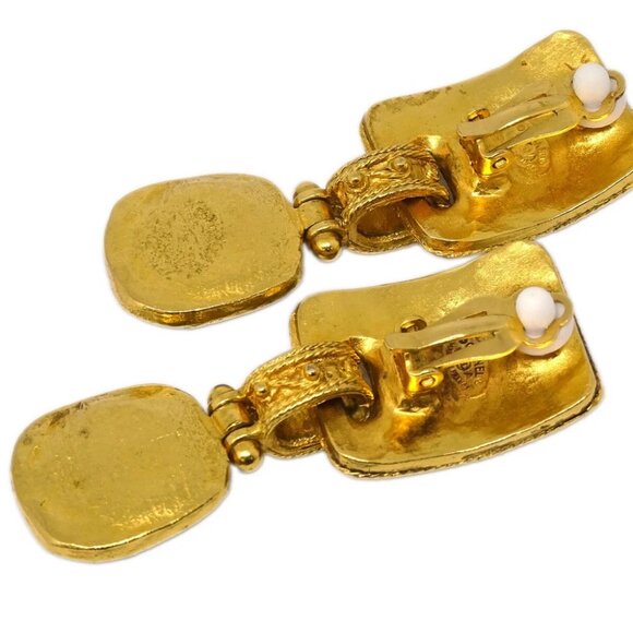 Chanel Gripoix Dangle Earrings Clip-On Gold 94A 144560 - Picture 3 of 4